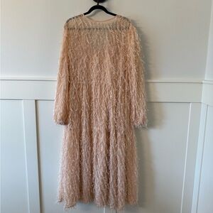 Elegant Light Pink Feathered Women's Dress